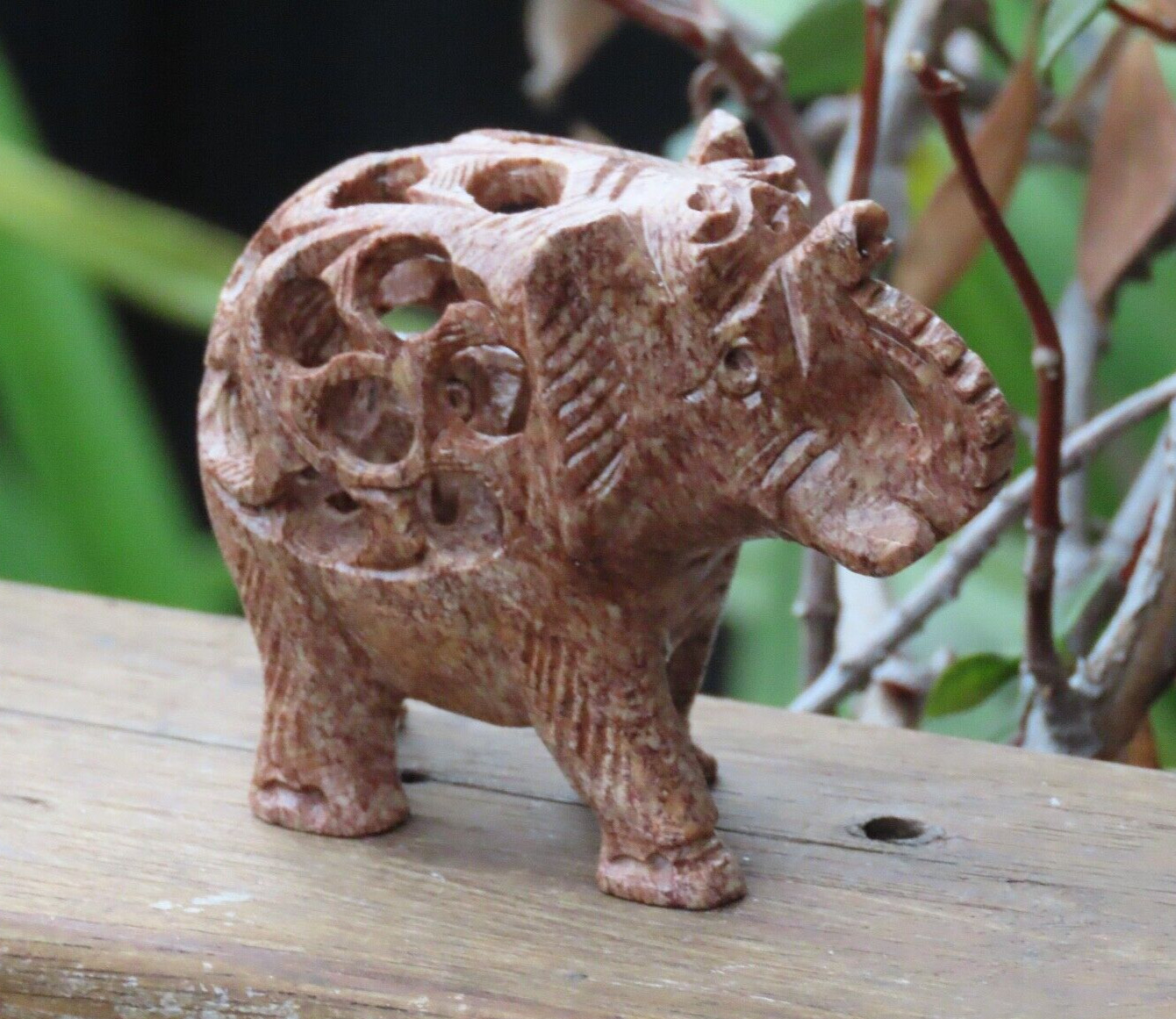 Hand Crafted Soapstone Elephant Crystal Display Piece Polished 139 Grams