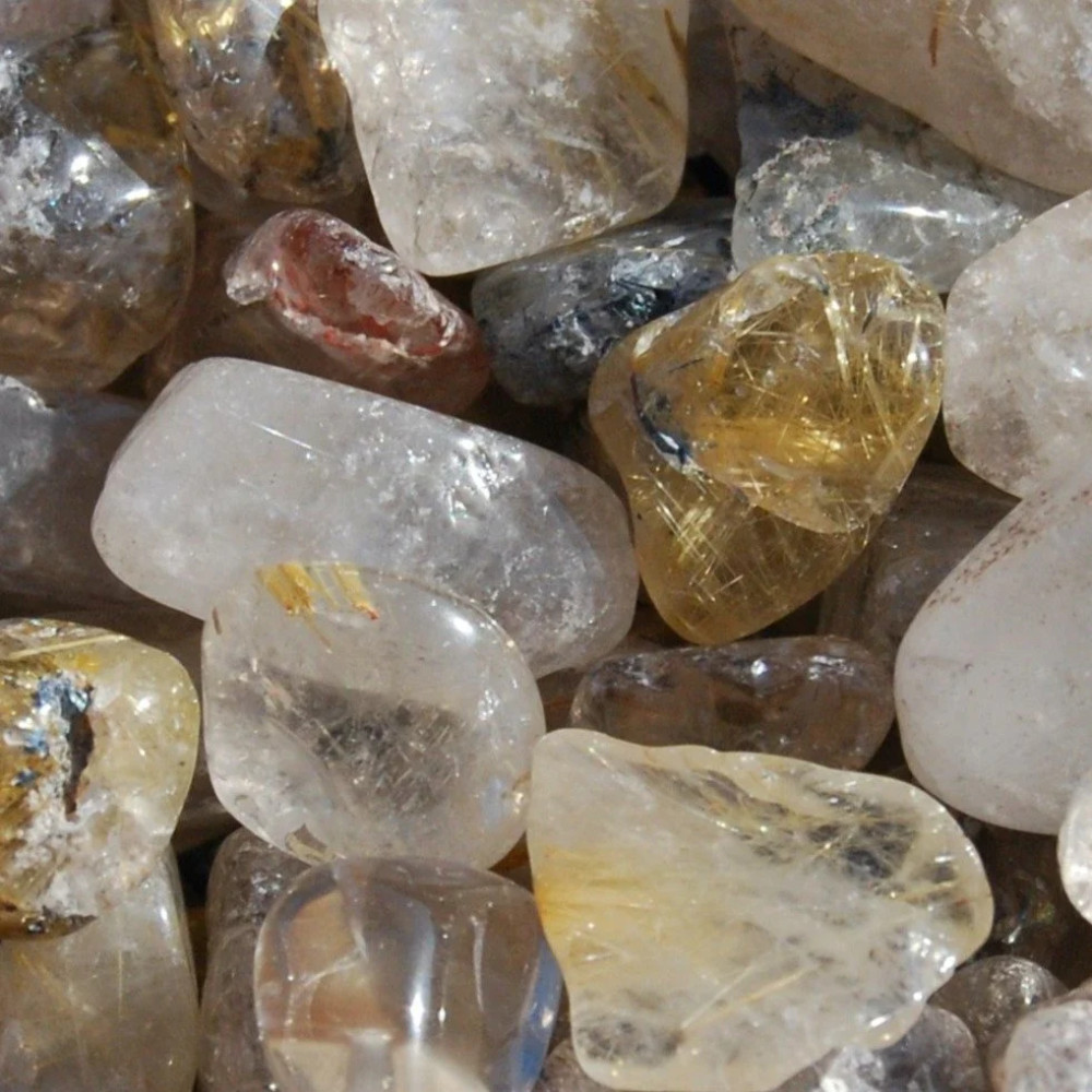 10pcs Golden Rutile Quartz Crystal Tumbled Stones, Extra Small Gold Rutilated Qu
