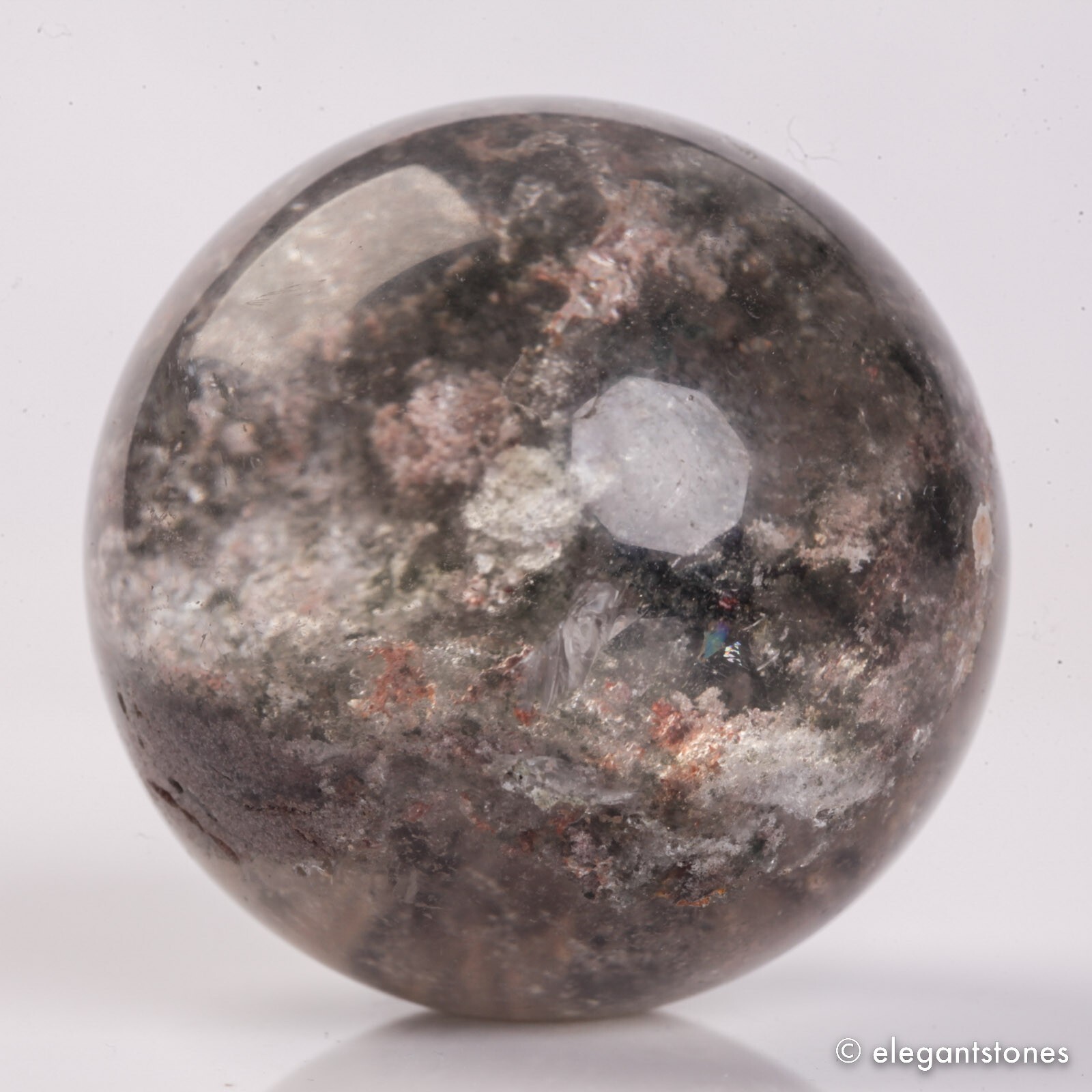 61g35mm Natural Garden/Phantom/Ghost/Lodolite Quartz Crystal Sphere Healing Ball