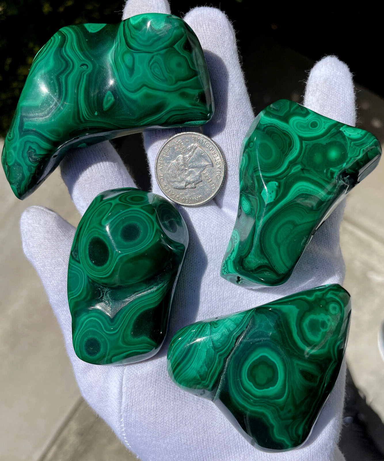 USA SALE 402g LOT MALACHITE POLISHED XL TUMBLE PALMSTONE SIZE PALM STONE STONES