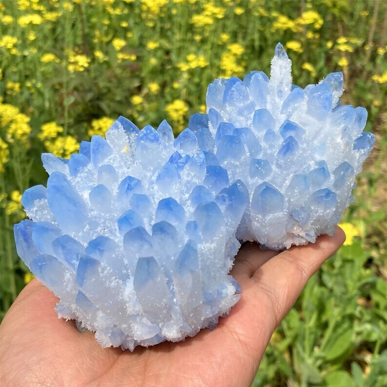 300g Rare Large Raw Blue Phantom Quartz Crystal Cluster Quartz Mineral Specimen