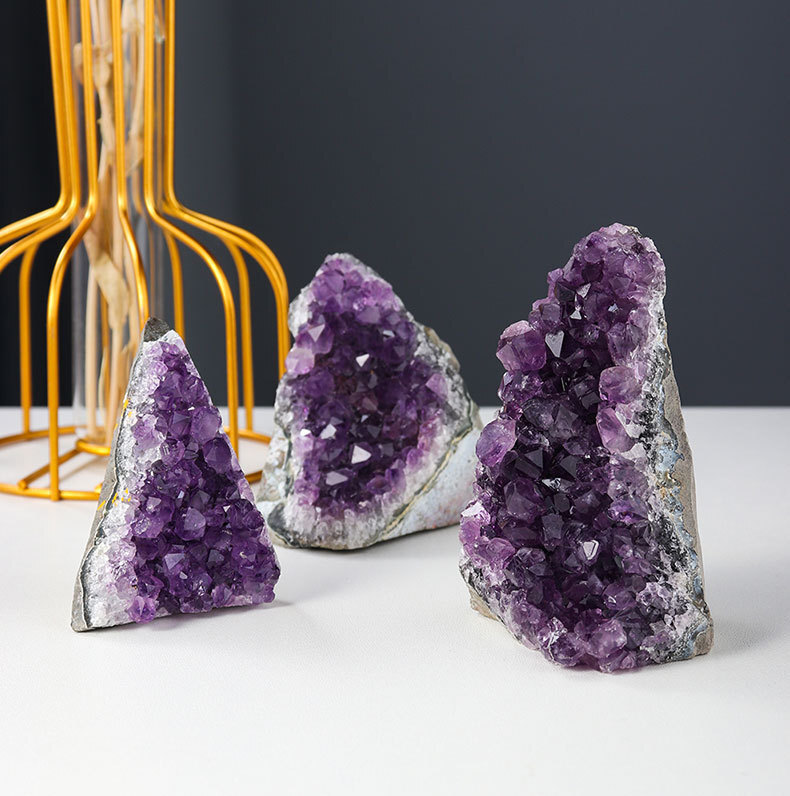Natural Amethyst Quartz Geode Crystal Cluster Healing Specimen Decoration DIY