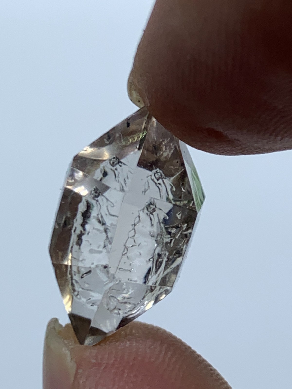 Natural clear&bright Herkimer Diamond Enhydro Crystal Gem&moving water drop 14CT