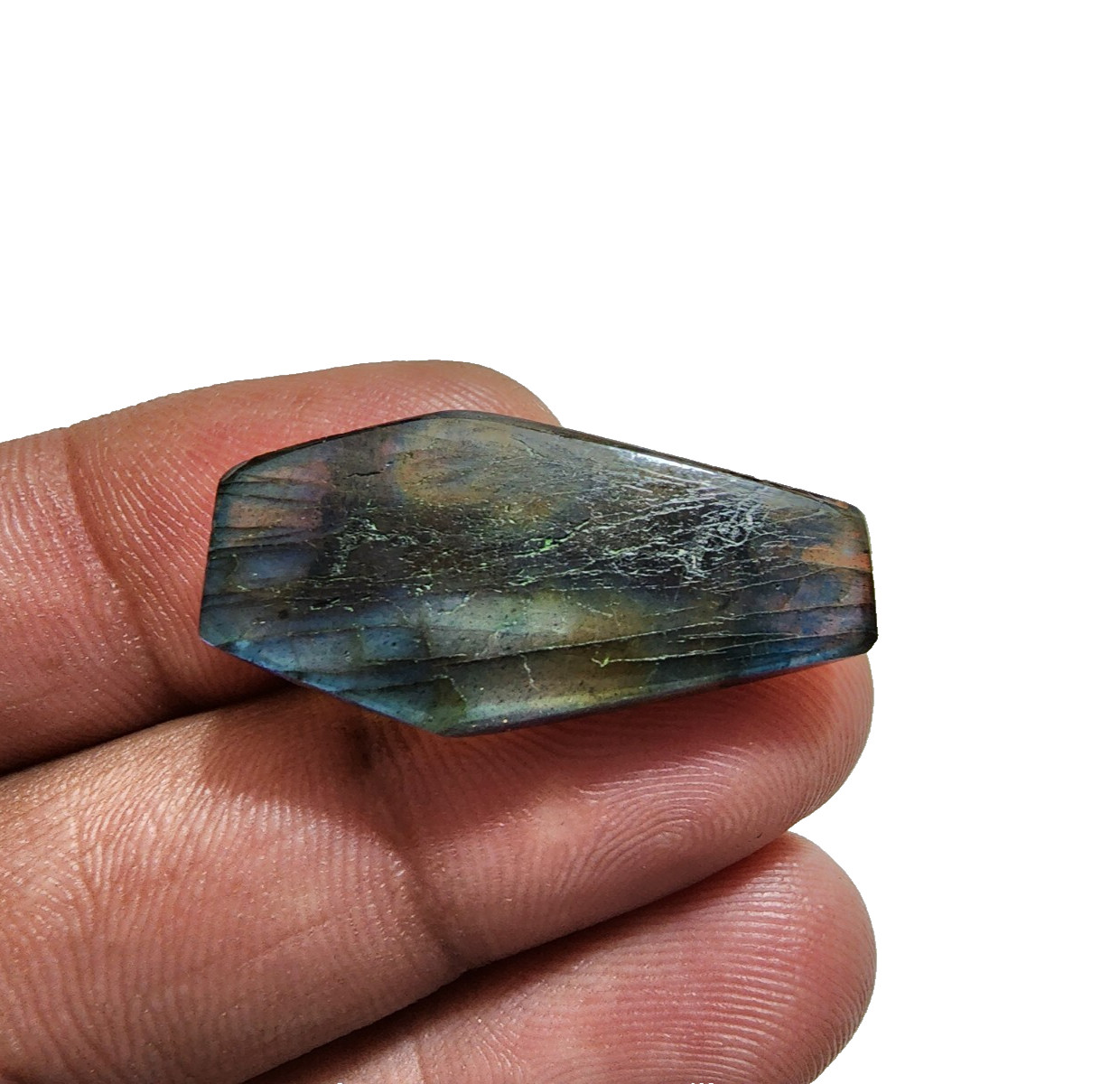 28 Crt Awesome A+ Labradorite Cabochon Coffin Shape Gemstone For Jewelry Making