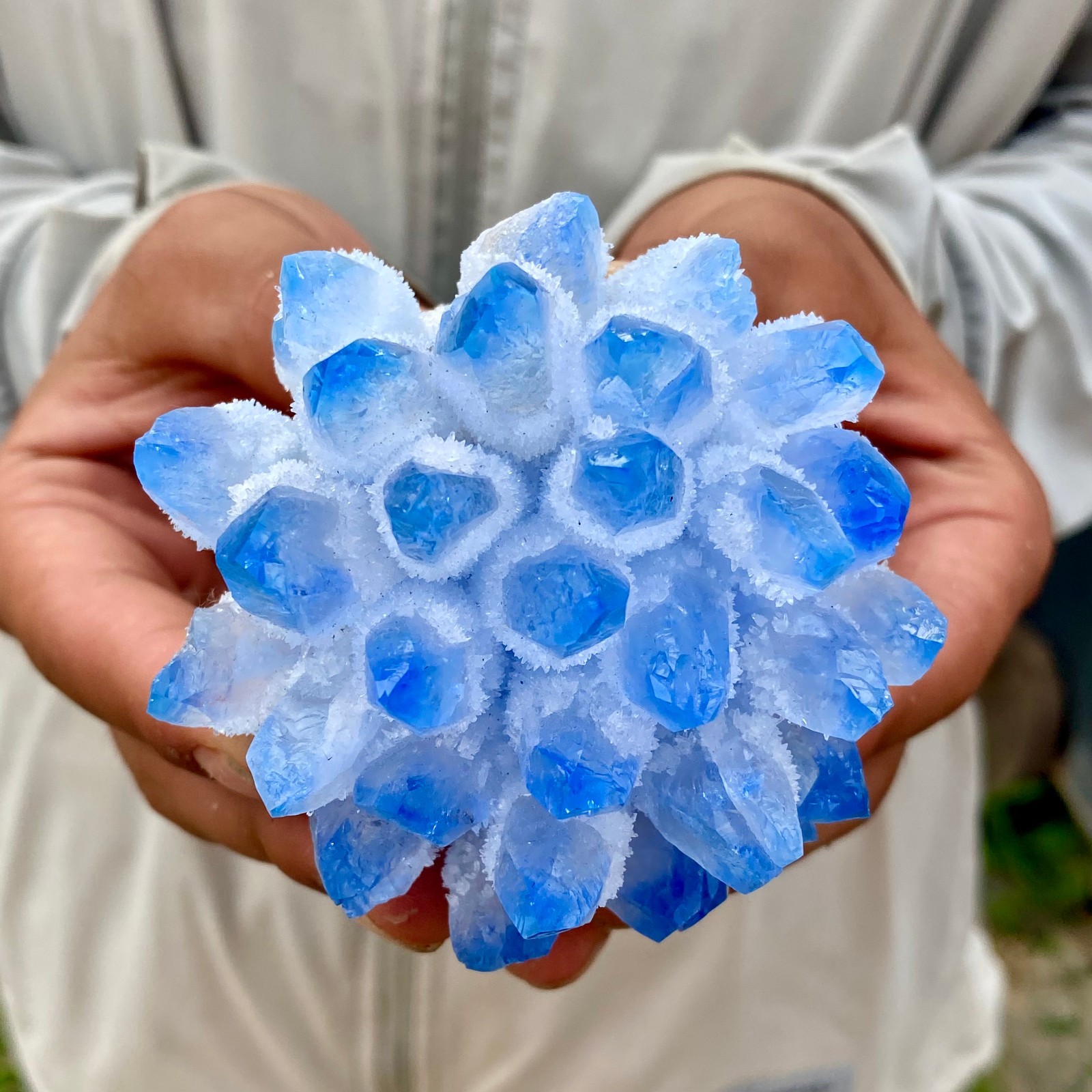 345G New Find blue Phantom Quartz Crystal Cluster Mineral Specimen Healing