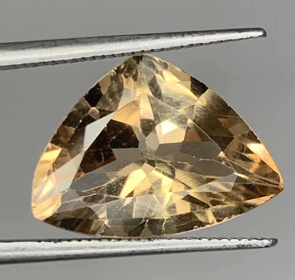 6.95Ct Beautiful Natural Brown Color Topaz Triangle Cut From Skardu Pakistan