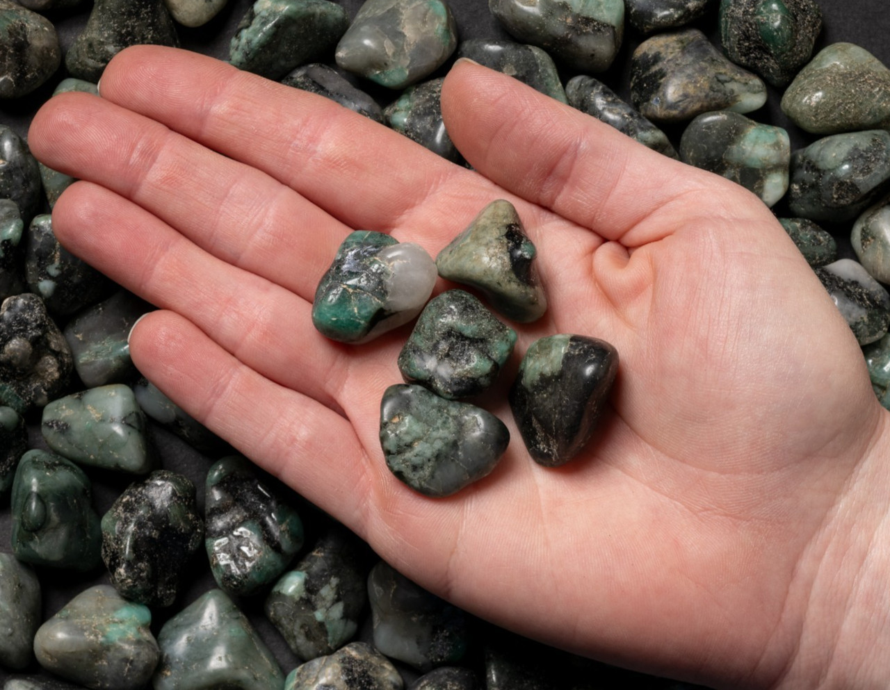1/4 lb Natural Emerald Tumbled Small Gemstones Green Brazil 40-60 Stones