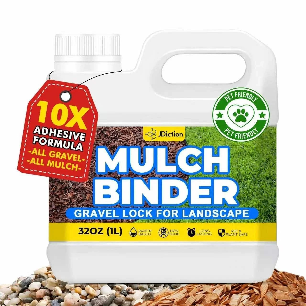 Rock Glue, Mulch Glue 32OZ- Fast-Drying Adhesive for Landscaping Rocks, Small