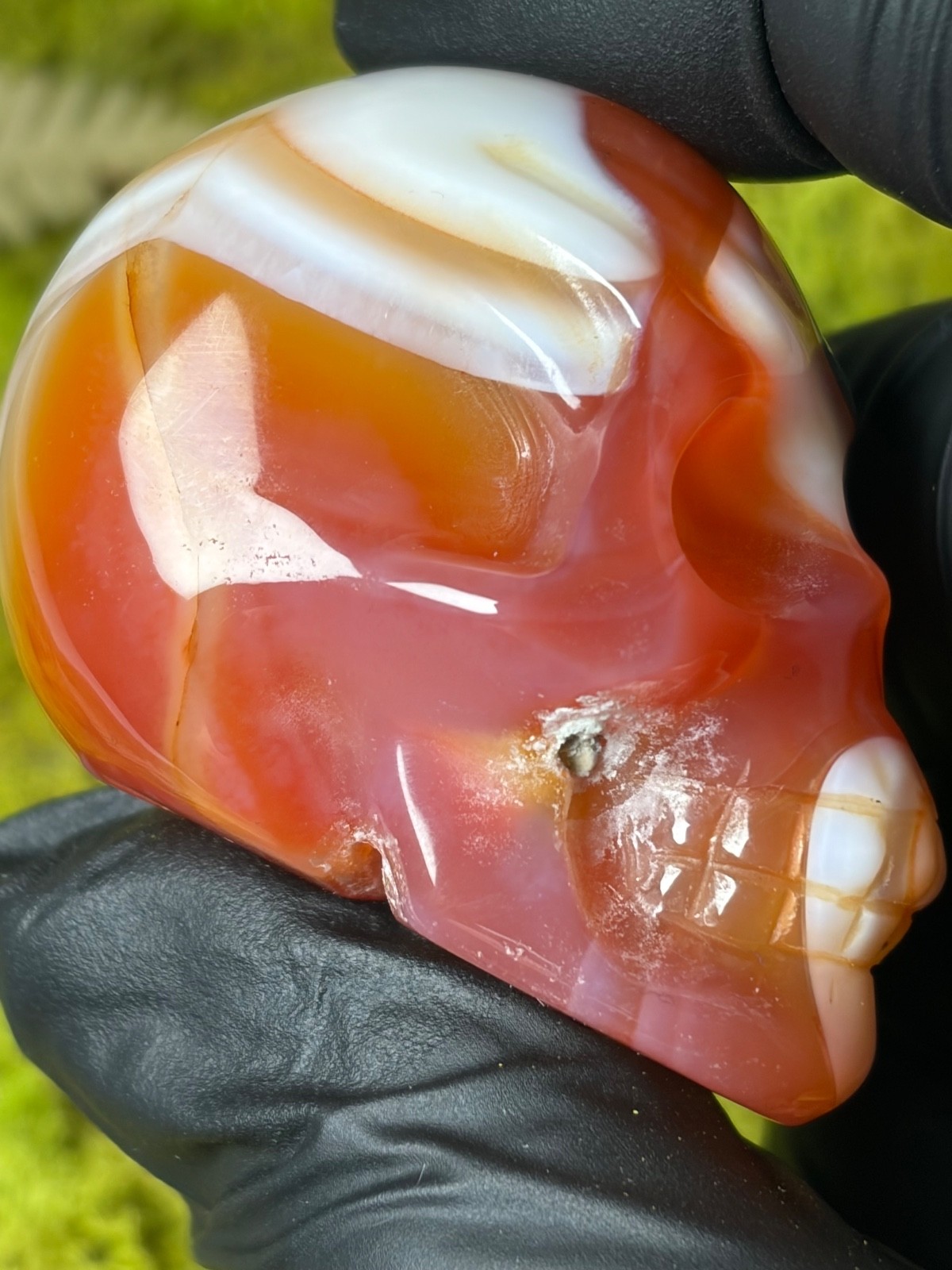 Carnelian Agate Skull Carving Crystal Spooky 2in