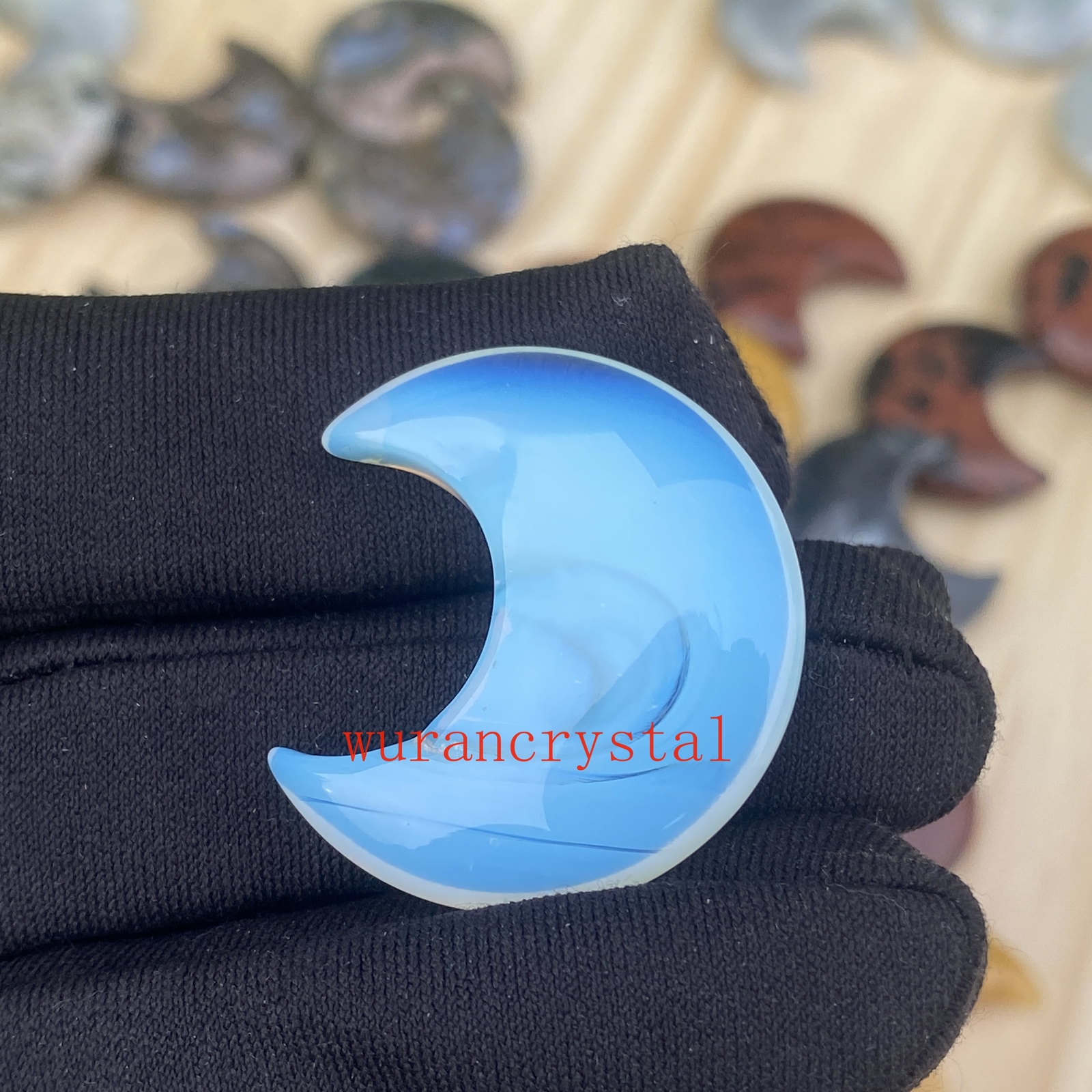 A+ Opalite moon Quartz crystal skull carved Healing point Gem Reiki gifts 5pcs