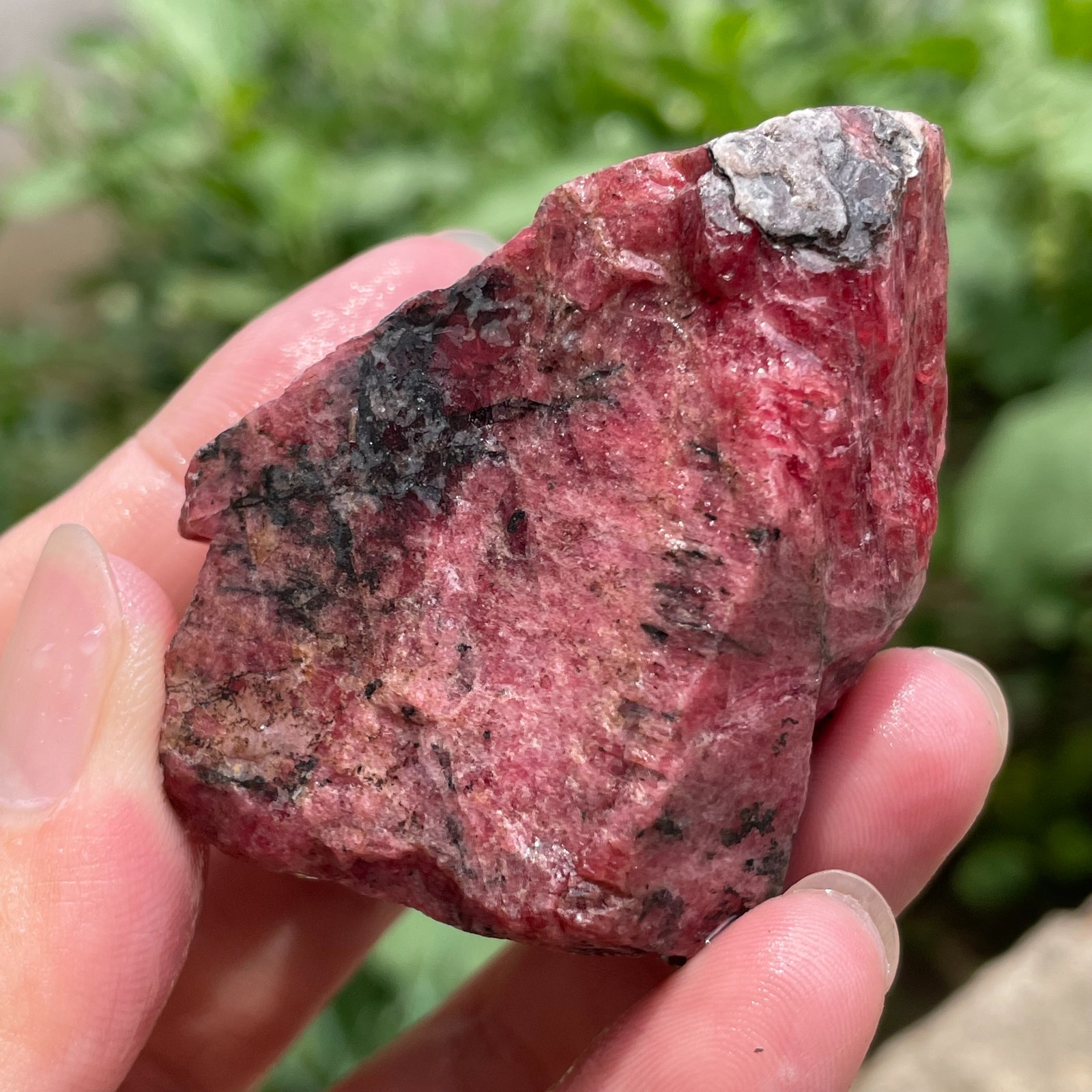 135g Small Raw Ore Red Black Rhodonite Quartz Gemstone Mineral Specimen