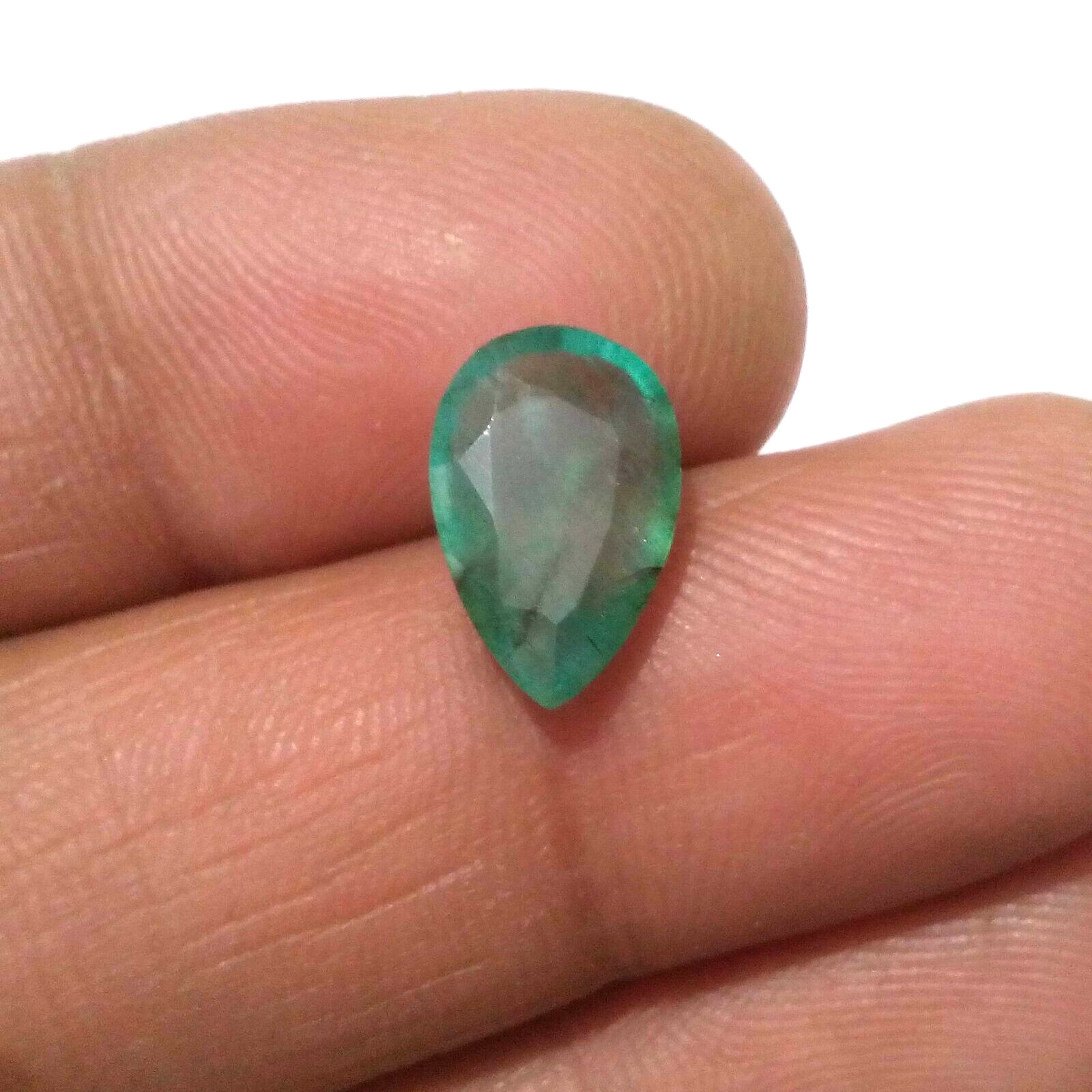 3.40 Crt Top Green Zambian Emerald Pear Shape Faceted Loose Gemstone For Jewelry