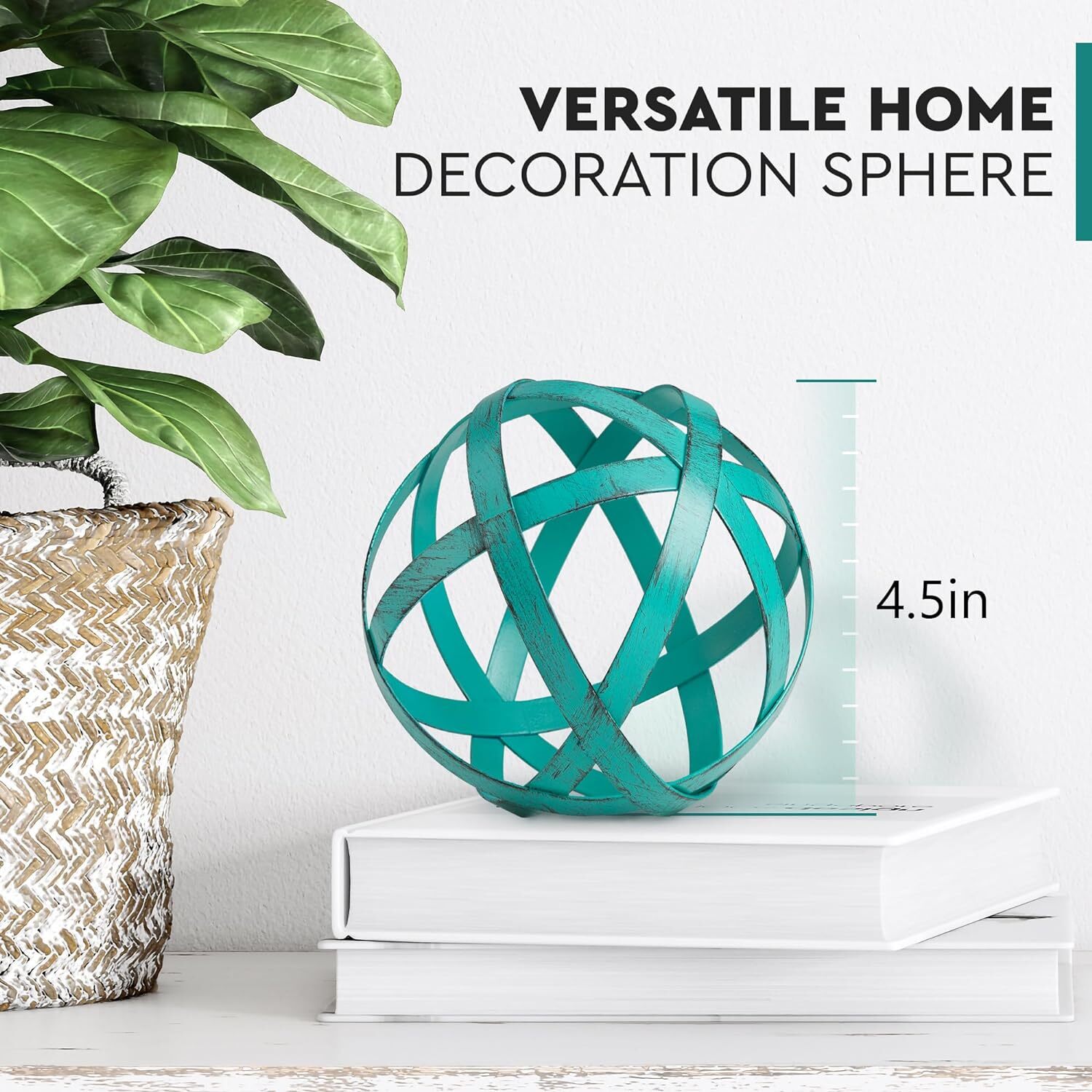 Everydecor Metal Decorative Sphere for Home Decor – Hand Distressed Teal