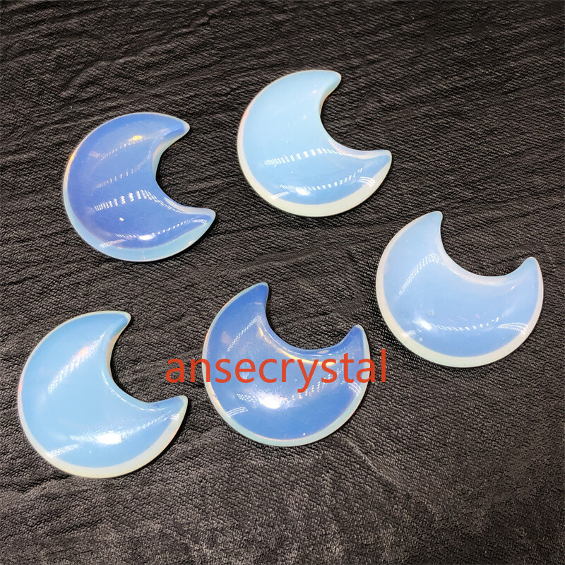 5pcs Opalite Moon Quartz Crystal 1” Carved Pendant Reiki Healing Figurines