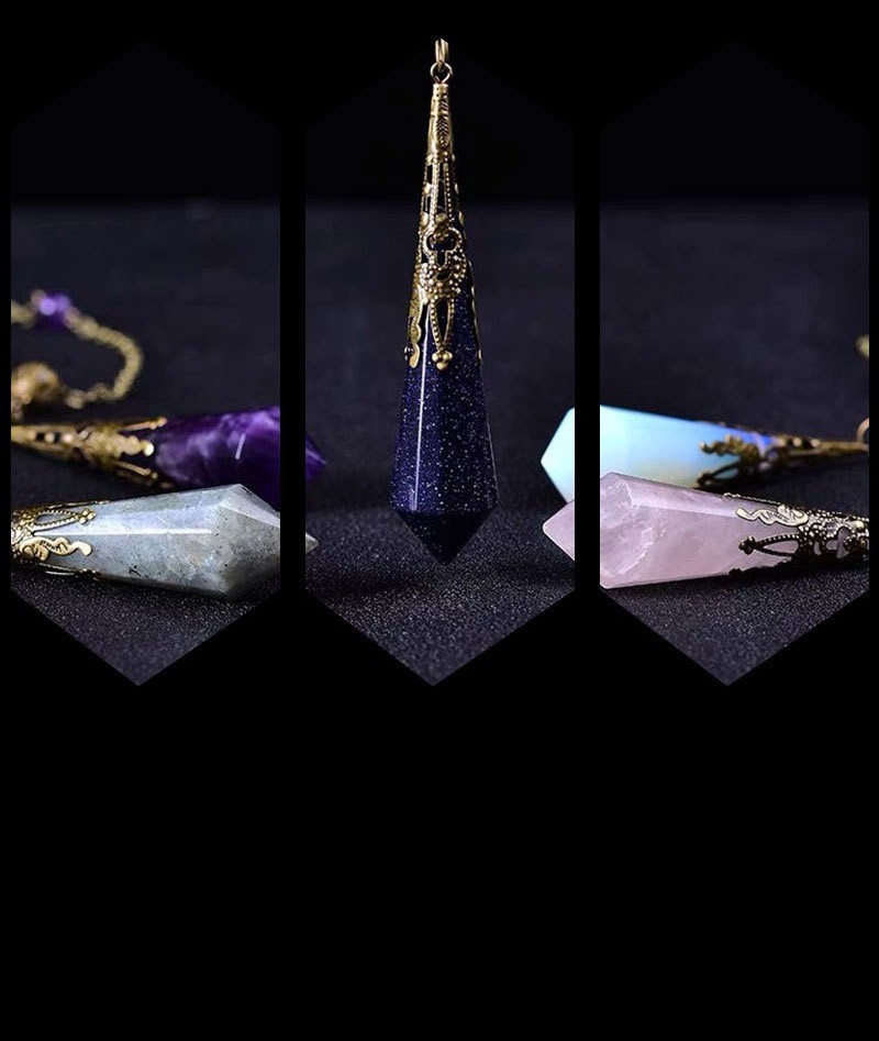 Natural Gemstone Pendulum 12Faceted Multi-Sided Crystal Pendant Healing Ornament