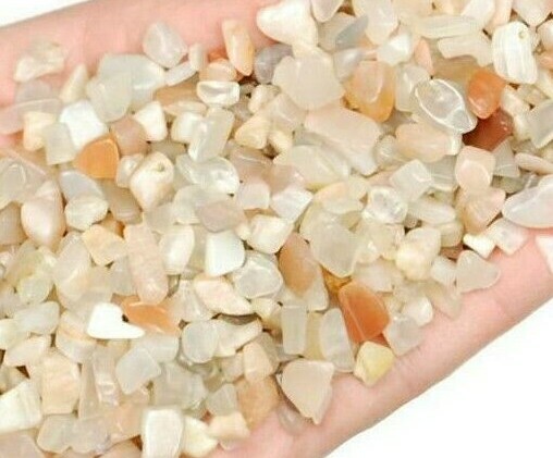 2 oz 56g Mini Tumbled Moonstone Chips Bulk Stones 7-12mm