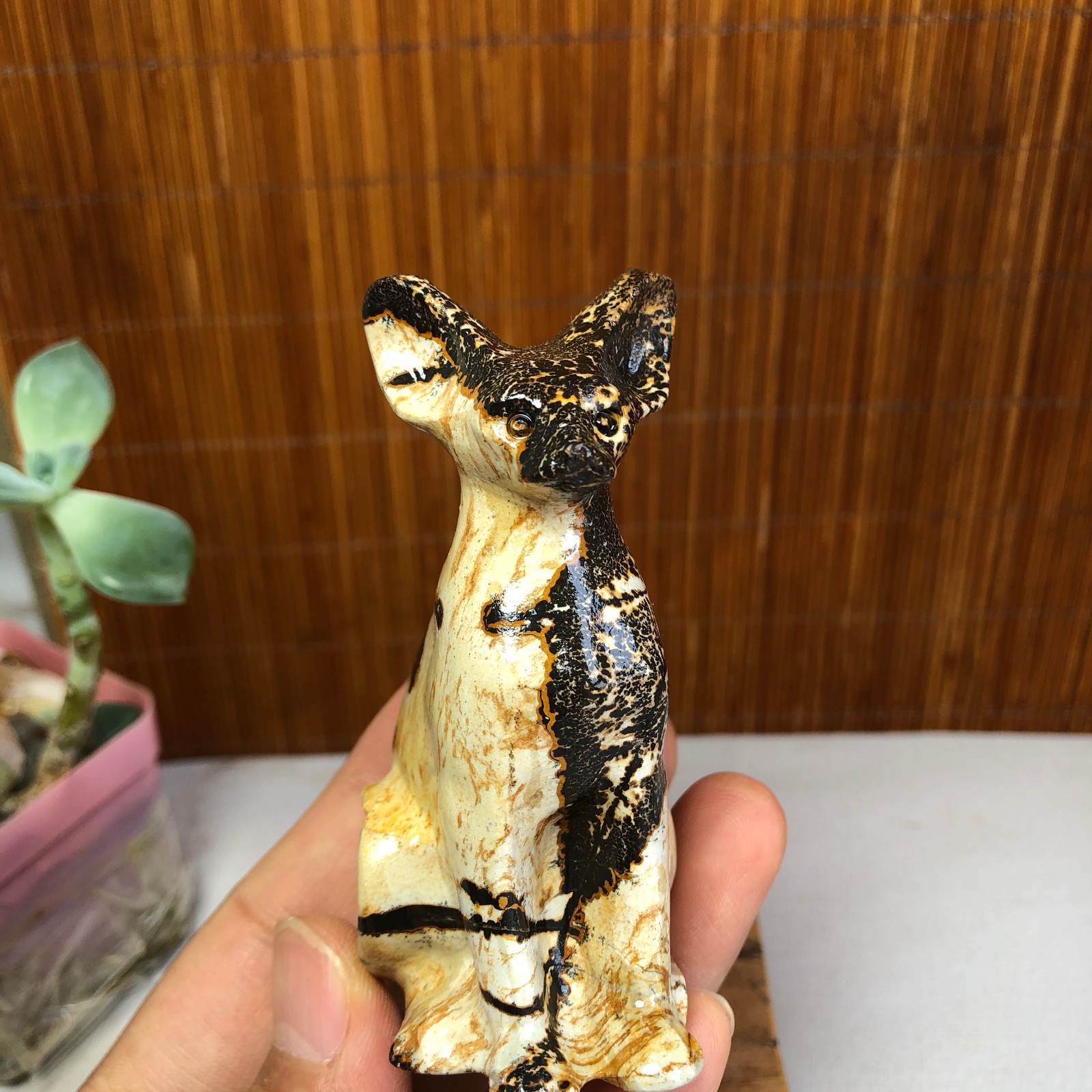 Rare Natural Traditional Chinese Painting Hand Carving Animal Model 117g g8396