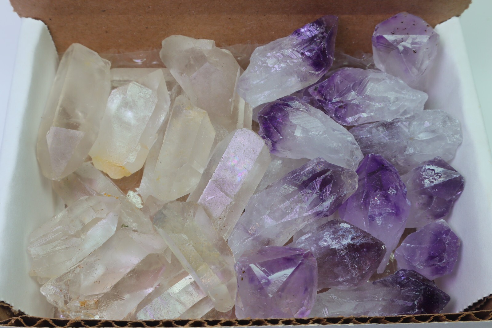 Crystal Points Collection 1/2 LB Amethyst Clear Quartz Points Specimens