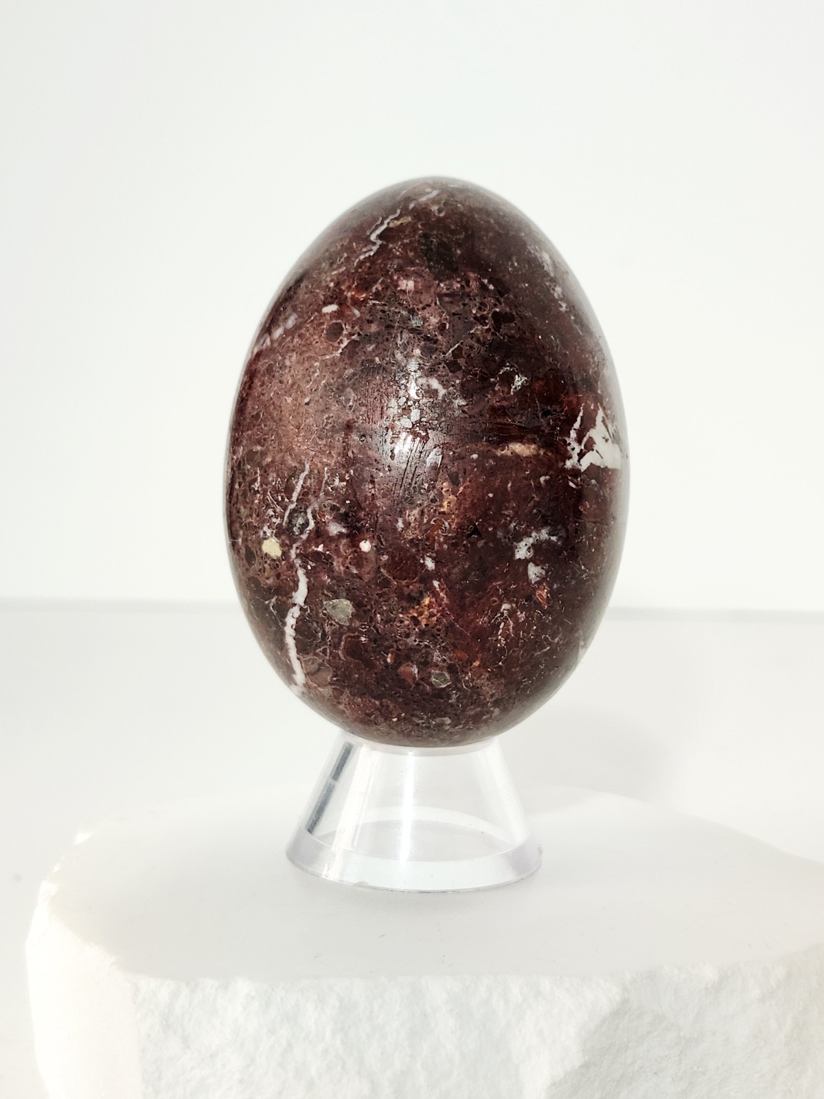 Carved and Polished Semi-Precious Pakistani Red Jasper Egg – 3″ H