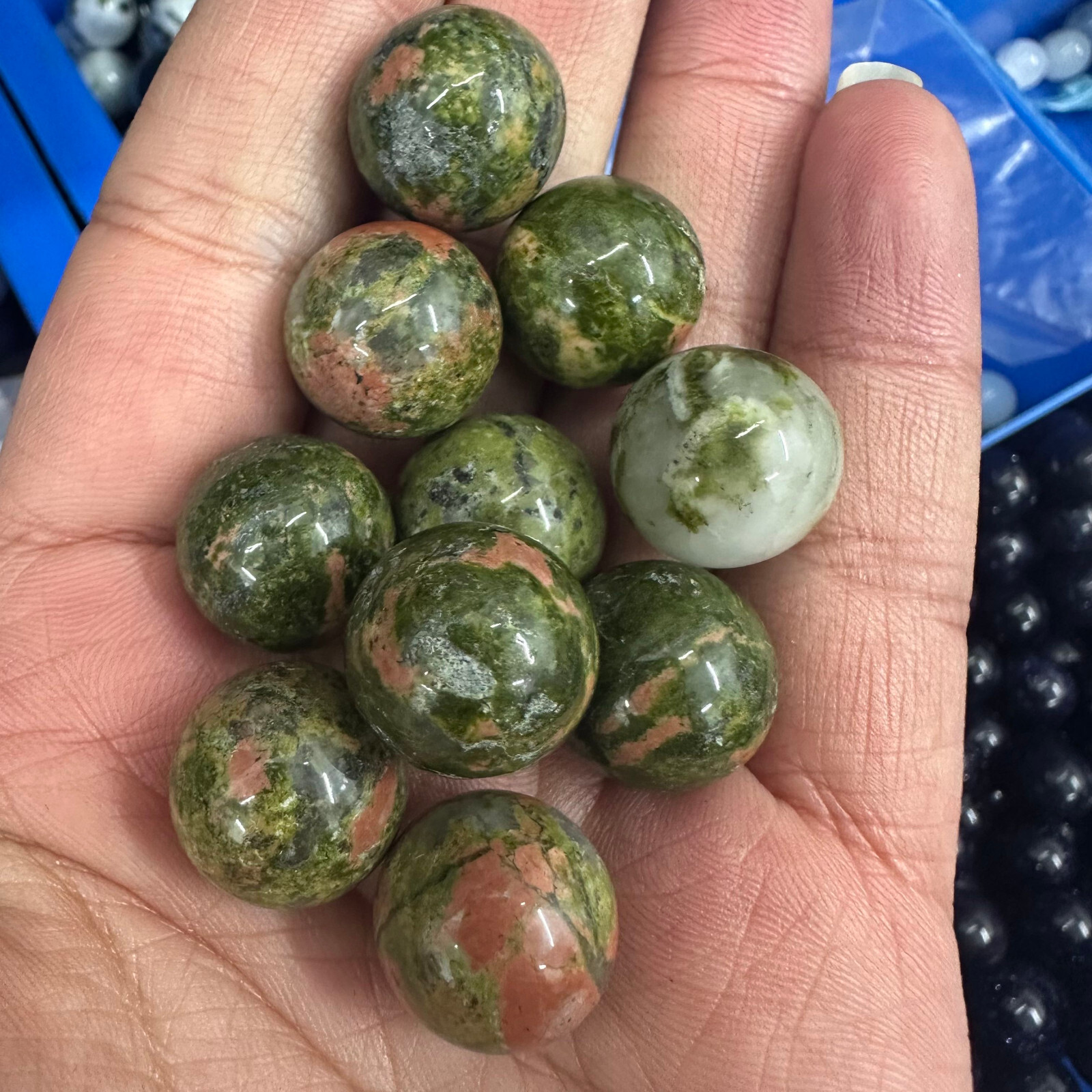 5PC Natural Unakite Ball Quartz Crystal Sphere Energy Healing Stone Gift