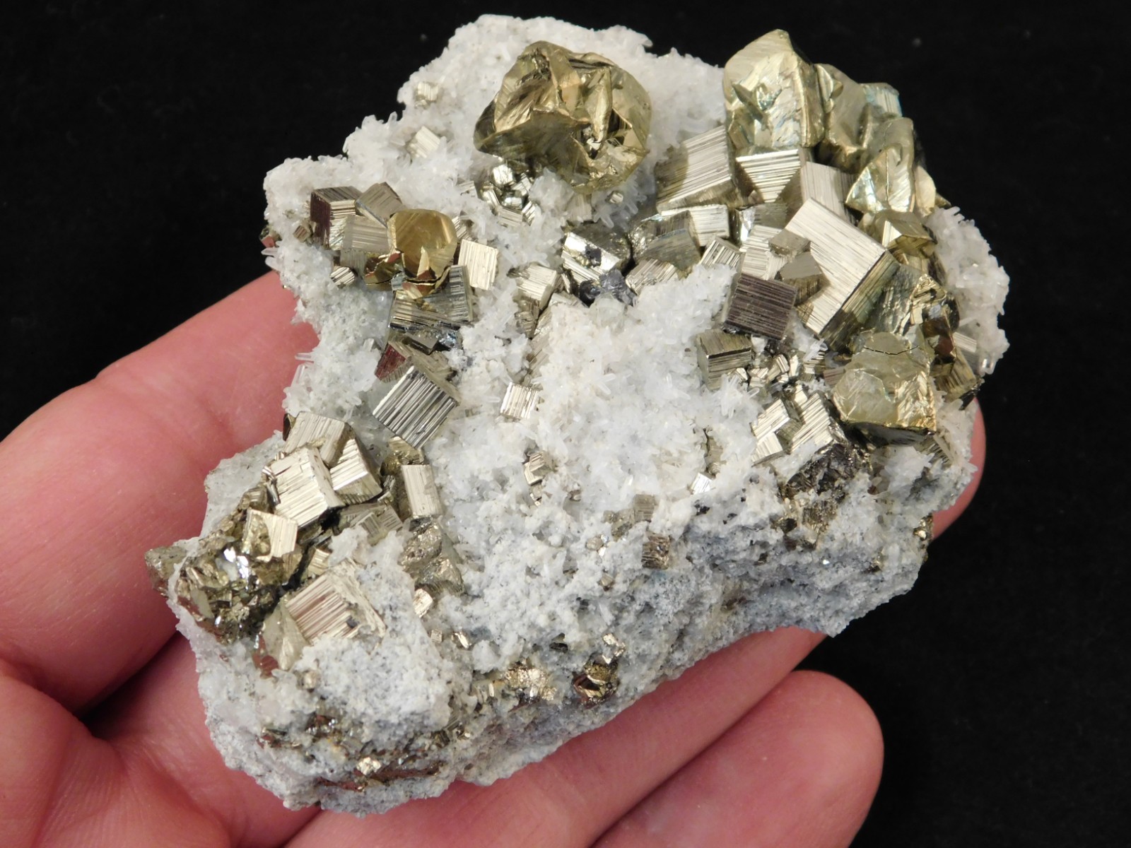 AAA PYRITE Crystal CUBE Cluster with Little QUARTZ Crystals Peru 143gr