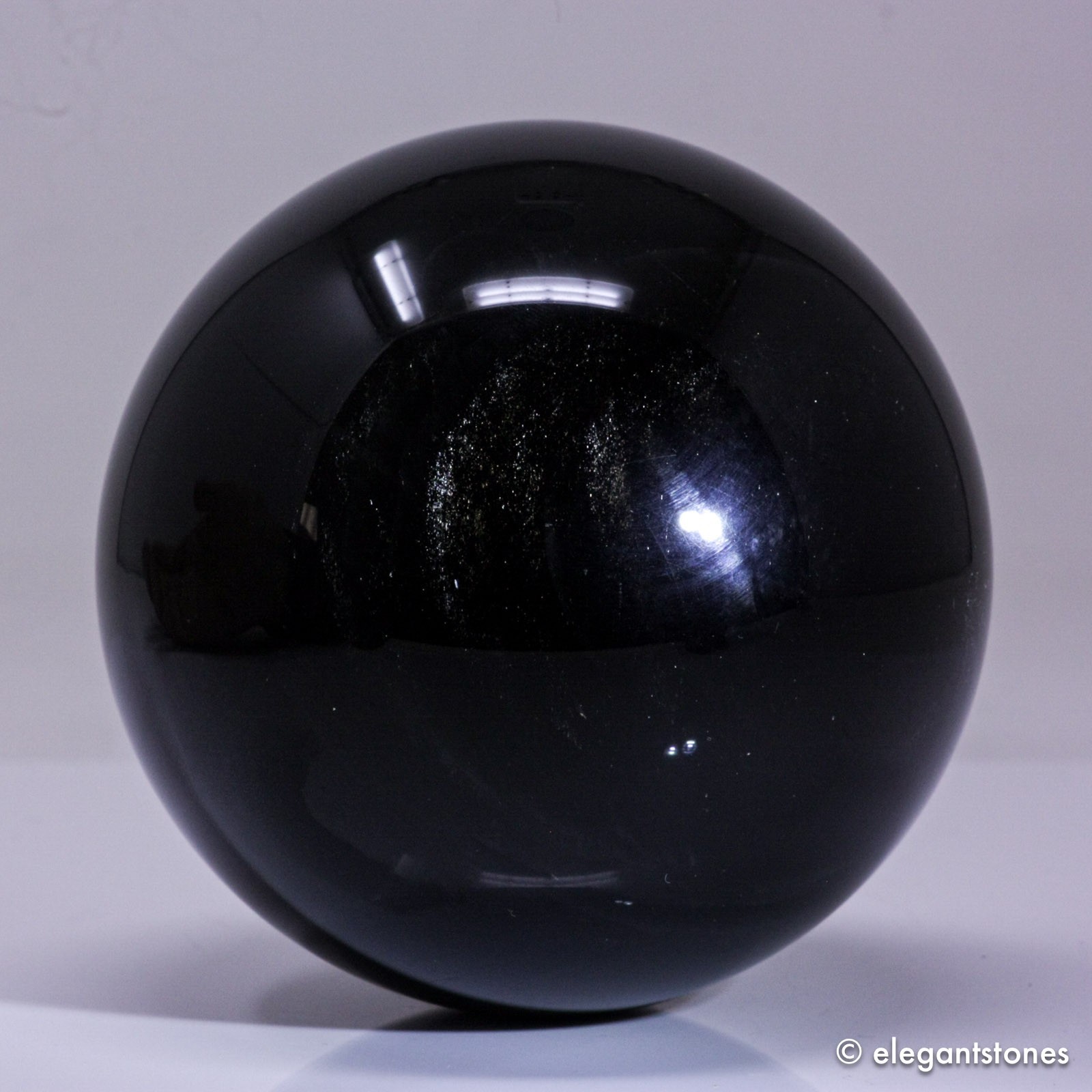 3.0″ 1.3lbs Flashy Silver Sheen Obsidian Sphere Crystal Ball Reiki Healing Stone