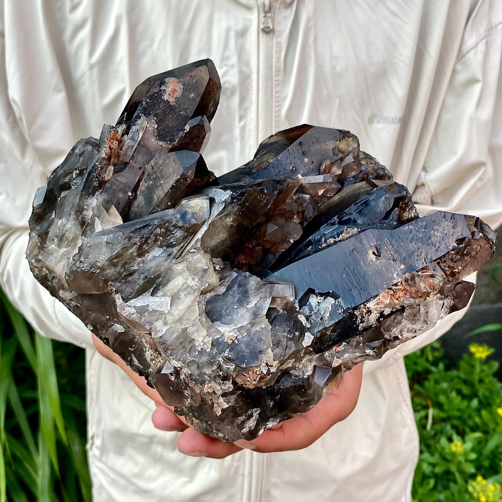 7.16LB Natural Black Smoky Quartz Crystal Cluster Raw Mineral Specimen