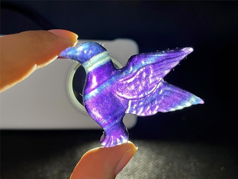 2.2” Natural Fluorite hummingbird carved reiki crystal Statue decor gift 1pc
