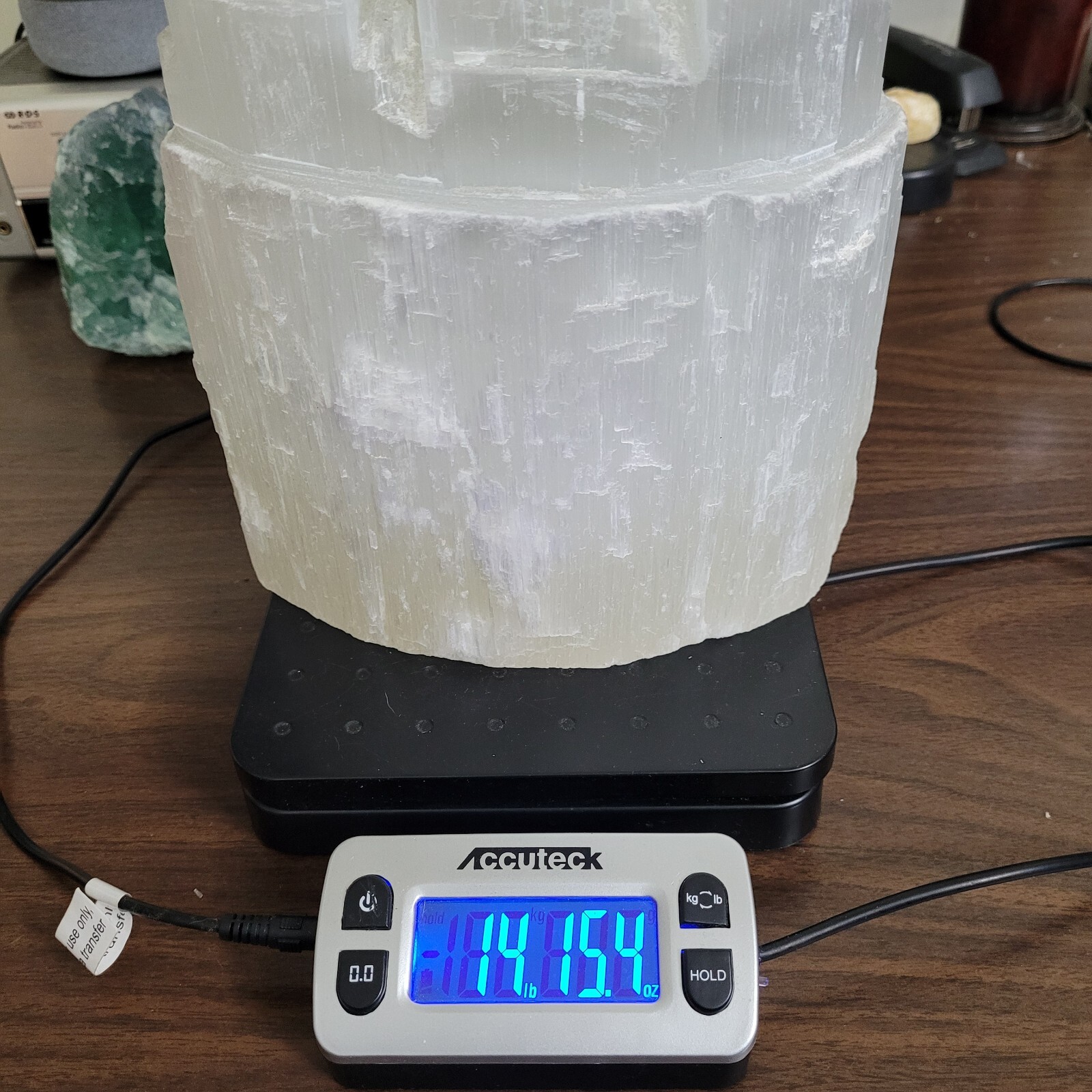 15lb Selenite Lamp XXL Triple Skyscraper 12″ Satin Spar Crystal Tower w/ Dimmer
