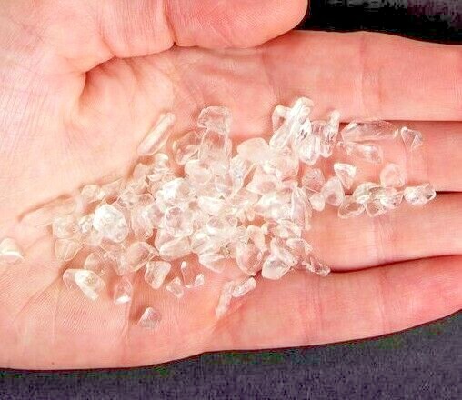 2 oz 56g Mini Tumbled Clear Quartz Crystal Chips Bulk Stones 7-12mm