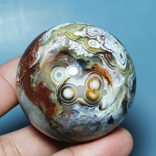 Natural Beautiful Mexican Crazy Agate Geode Crystal Sphere Ball 46 pt 5 MM