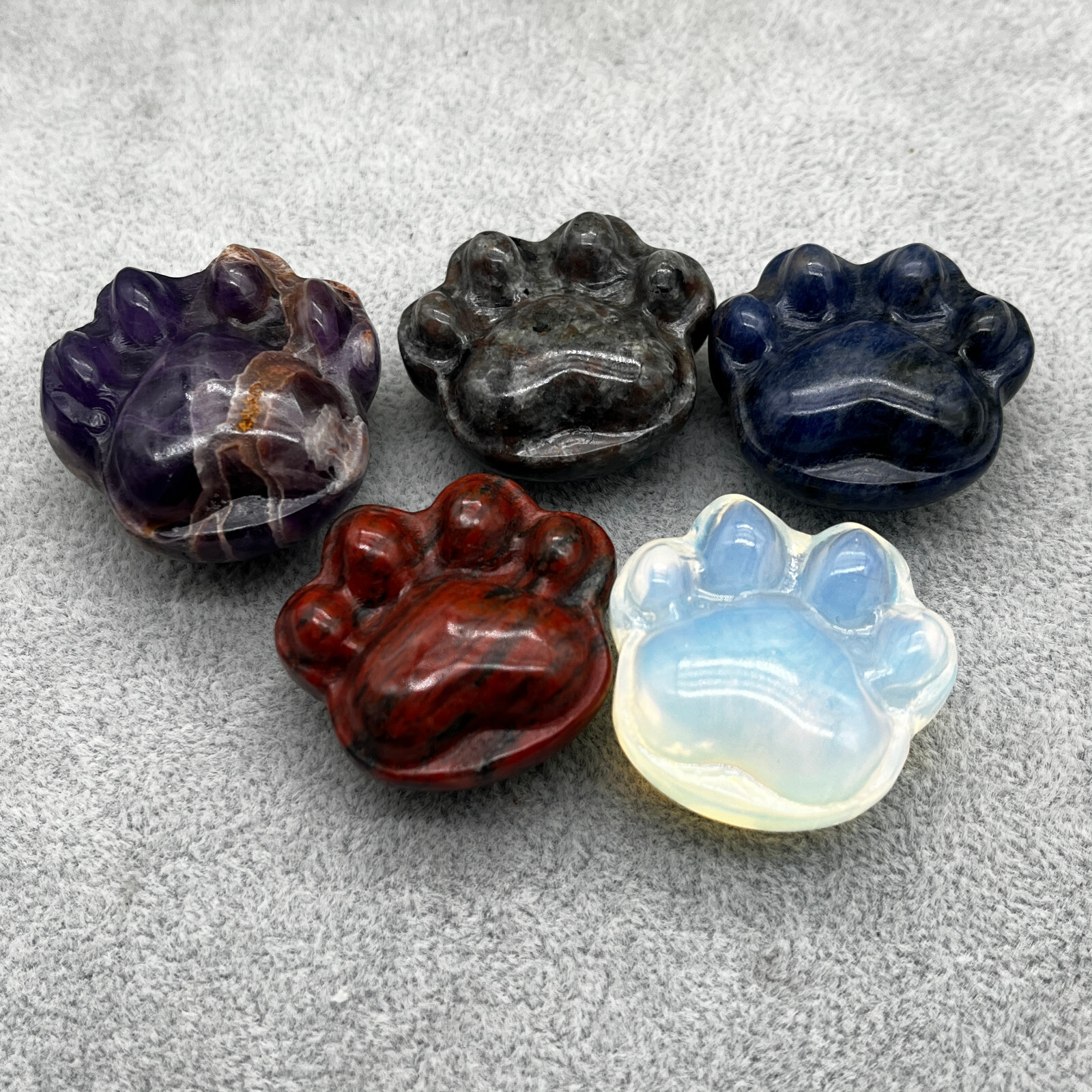 3pc Natural Mix Quartz Carved Cat-claw Skull Energy Healing Gem gift decor