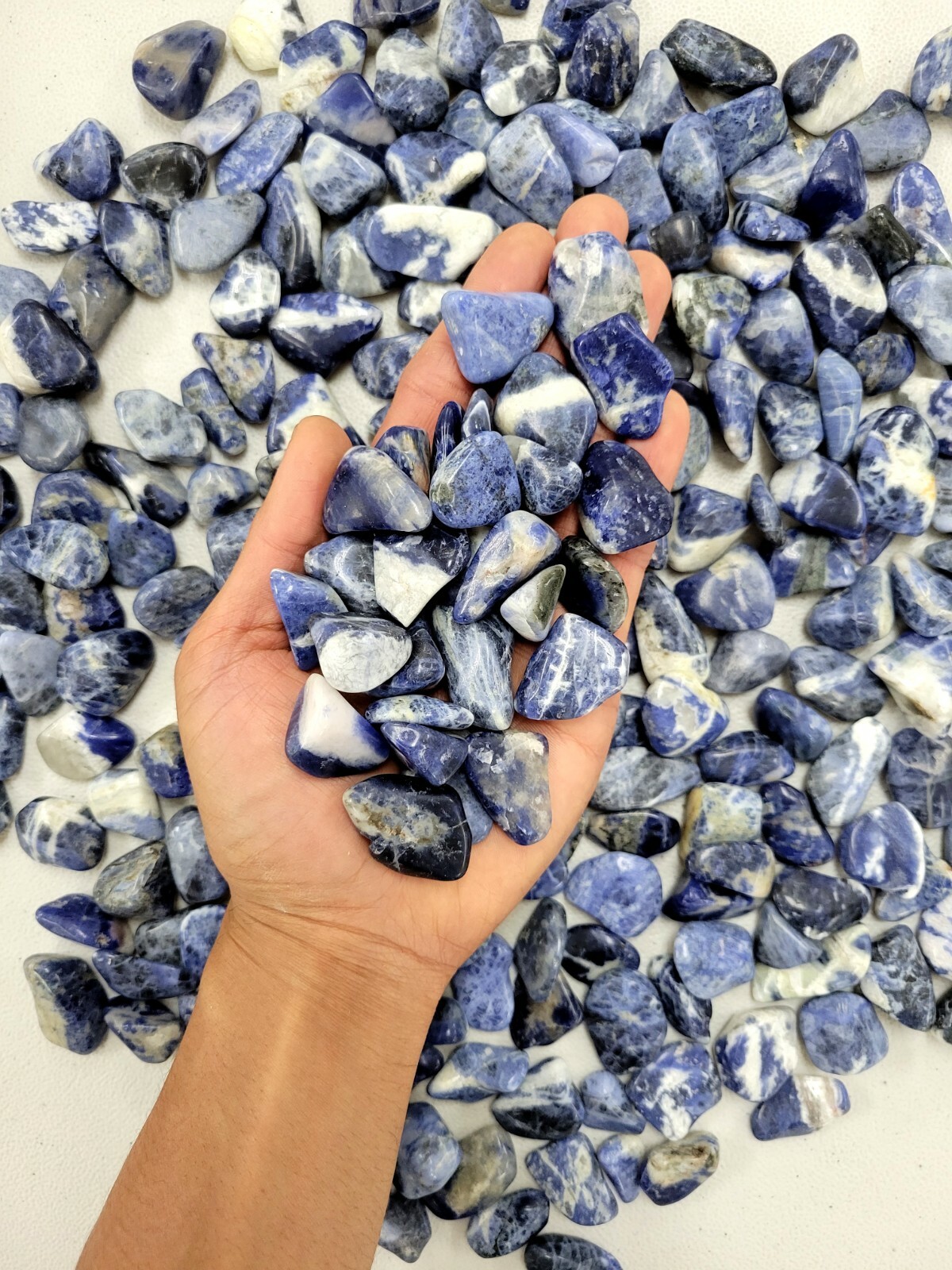 Small Tumbled Sodalite Crystals Natural Healing Stone Gems Bulk for Pendants