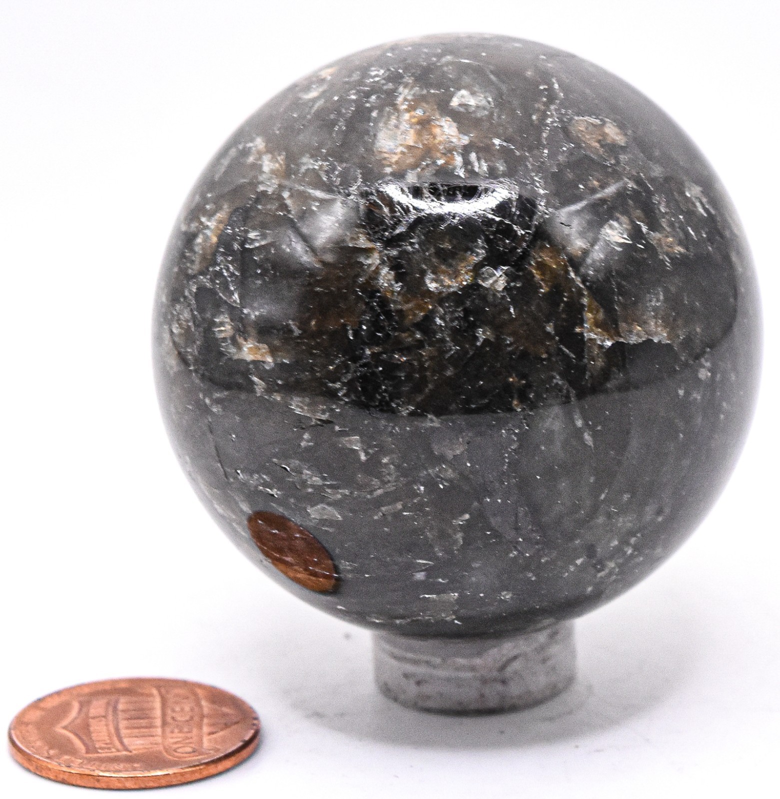 46mm Blue Flash Dark Labradorite Feldspar Sphere Polished Mineral – Madagascar