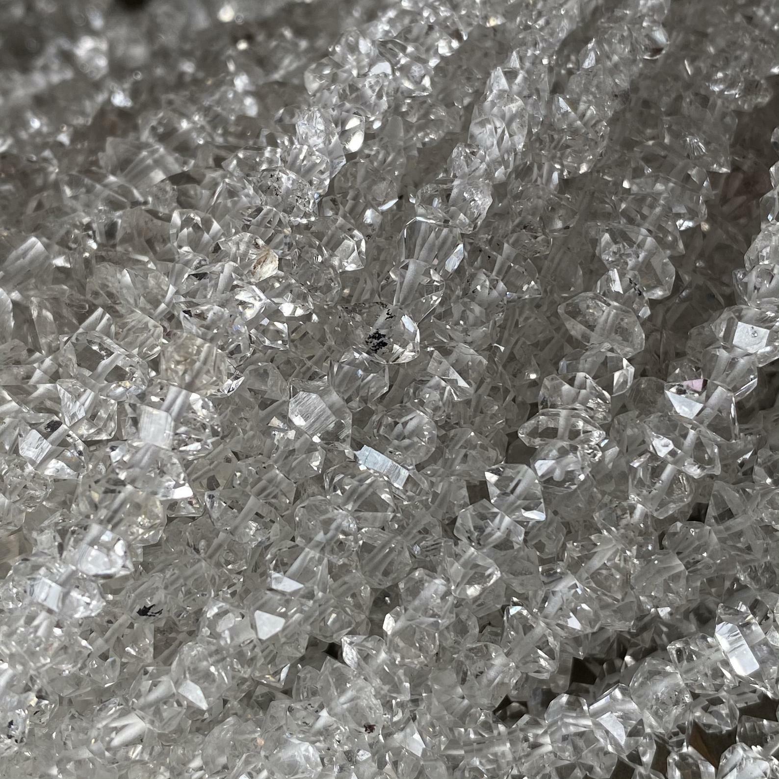 Herkimer Diamond Quartz, Diamond Quartz, Mineral, Crystal, Beads, Strand- 8 inch