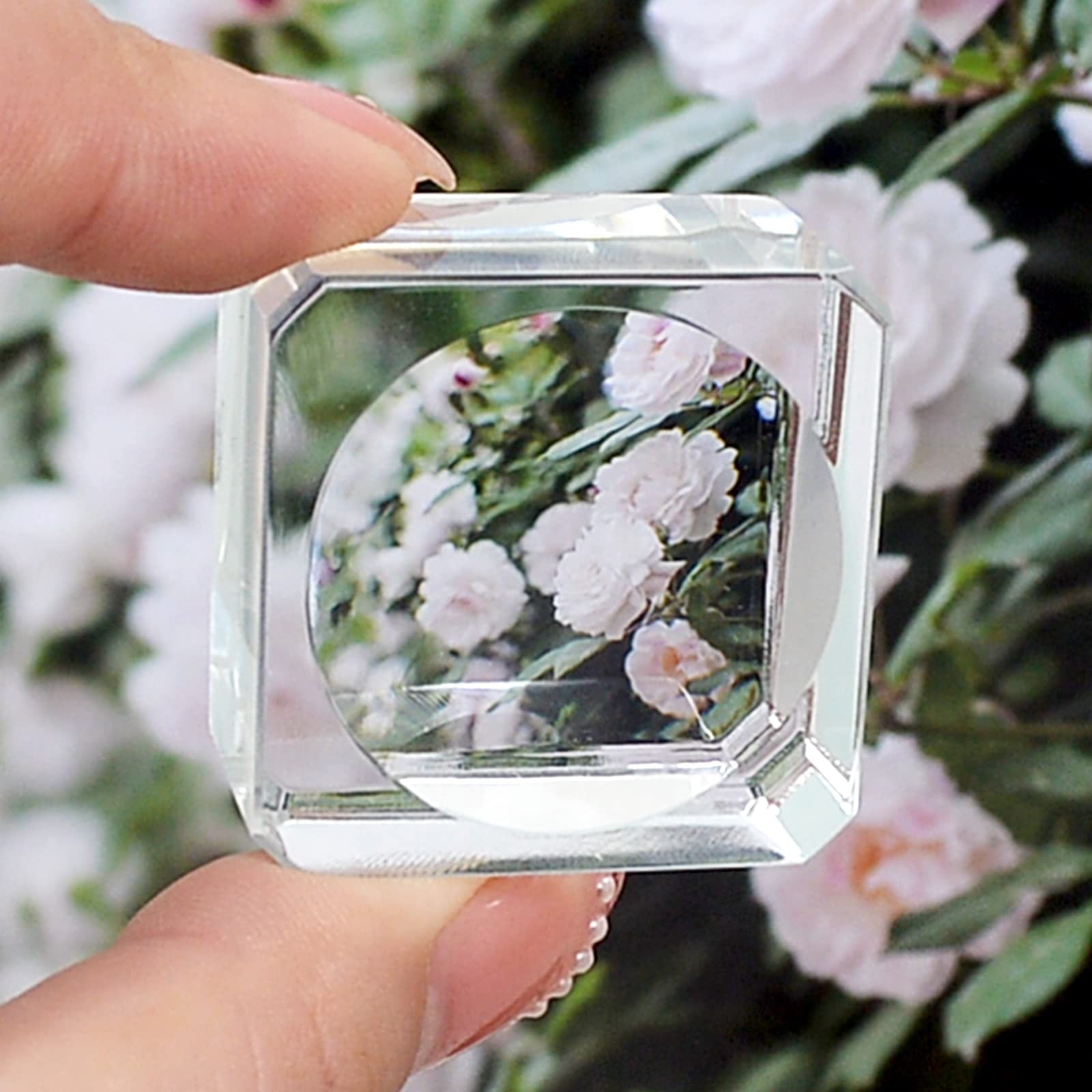 A Pair 35mm Square Crystal Ball Stand, Clear Crystal Base Display 60mm to 90m…