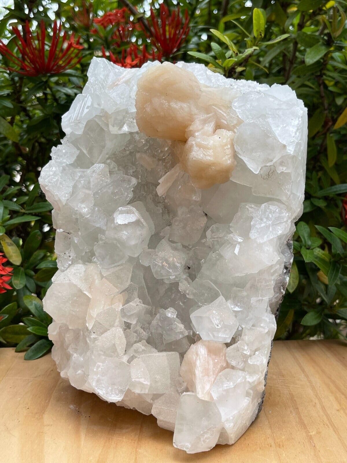 GAF TREASURES Apophyllite Cluster Geode Free Standing | Natural 4-5 lb, White