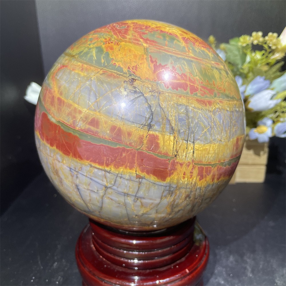10.5LB 5.3″Natural Cherry Creek Jasper Sphere Crystal Reiki Energy Ball Decor