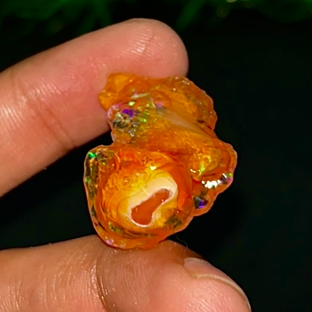 Rare Mexican Fire Opal Rough 26.15 Ct, Natural Orange Opal With Red Green Fire