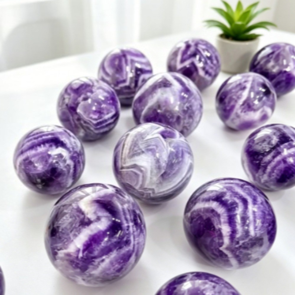 Natural Dreamy purple crystal Sphere Ball Reiki Healing stone Meditation Decor