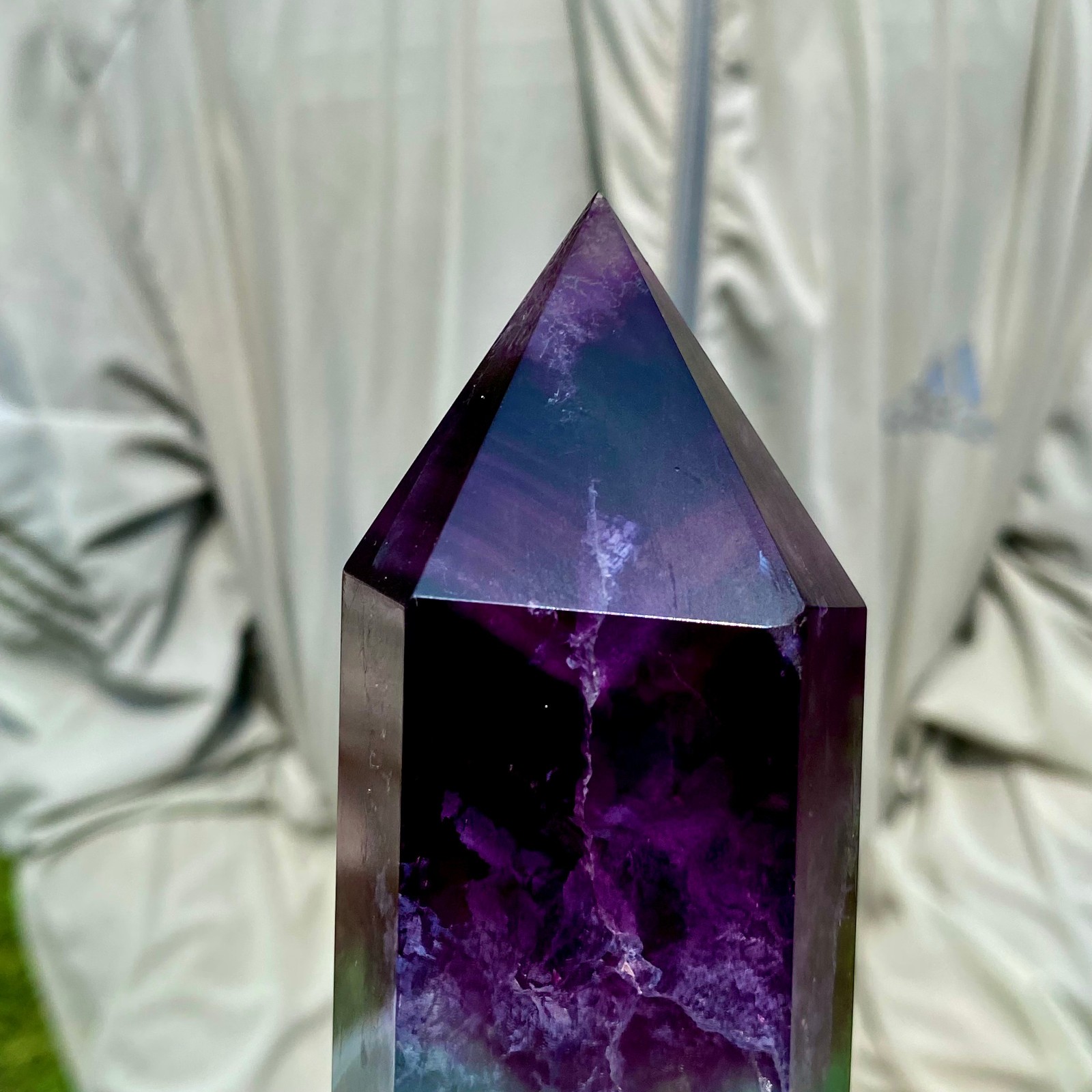 2.86LB Natural Fluorite Crystal Column Magic Wand Obelisk Point Earth Healing