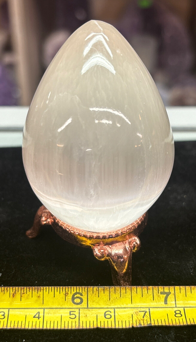 Selenite Polished 3″ Egg with Stand