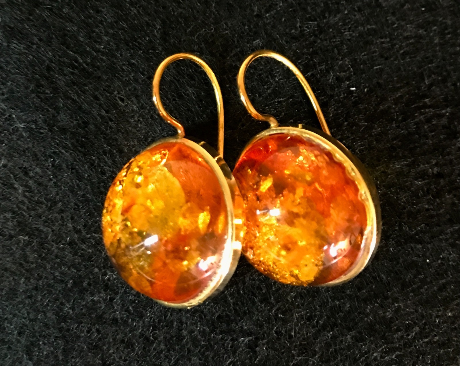 Striking Amber Earrings – Round with Crook Style Closure