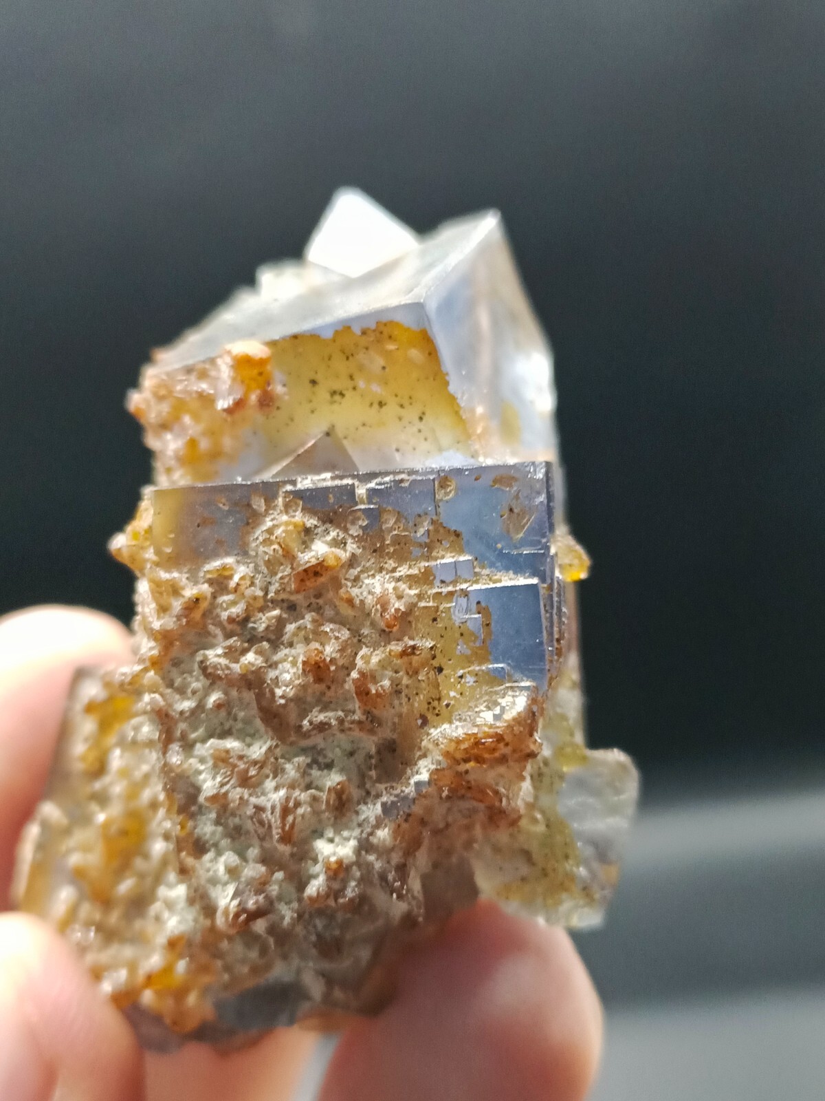 42g Natural Iridescent Cubic Fluorite Crystal Specimen With Blue Inclusions