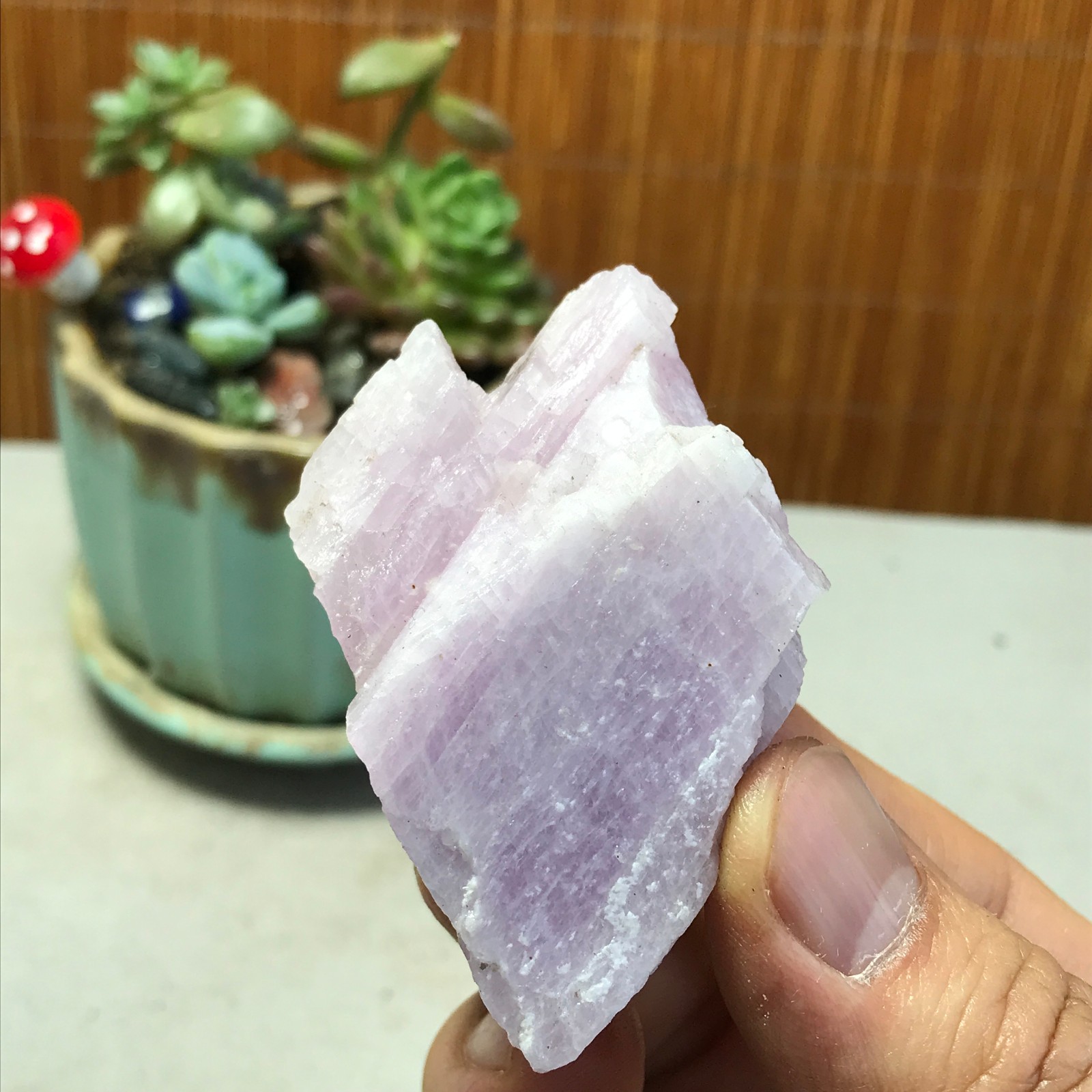 63-43-23mm NATURAL ROUGH KUNZITE PINK SPODUMENE CRYSTALS 81g A5355
