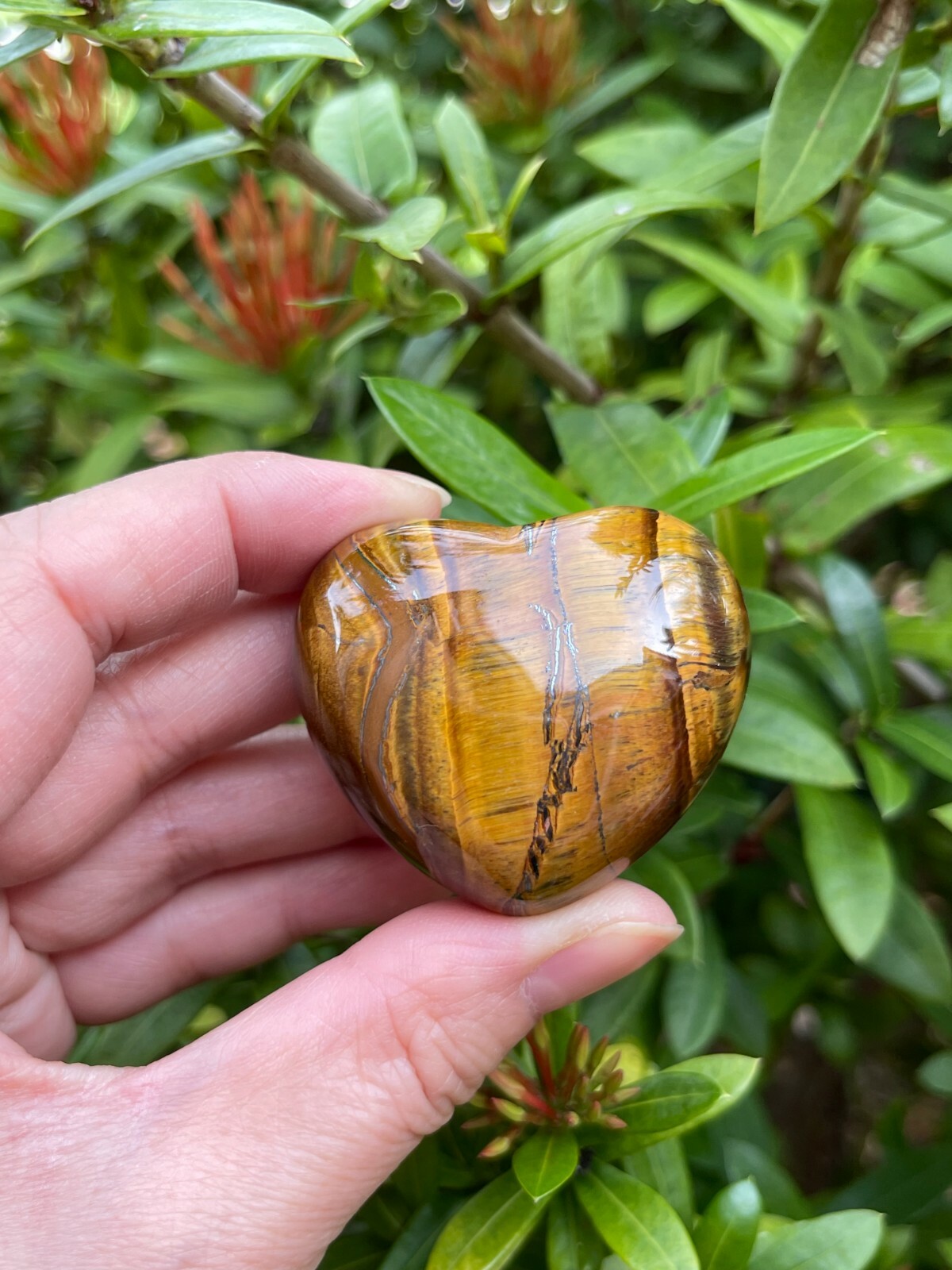 Large Tiger Eye Heart, 1.75″ Crystal Gemstone Puffy Heart, Protection Stones