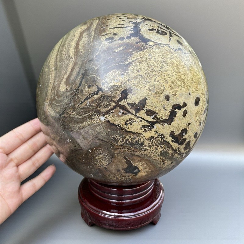 Large 190MM Picture Jasper Crystal Sphere Healing Crystal Ball Home Office Decor