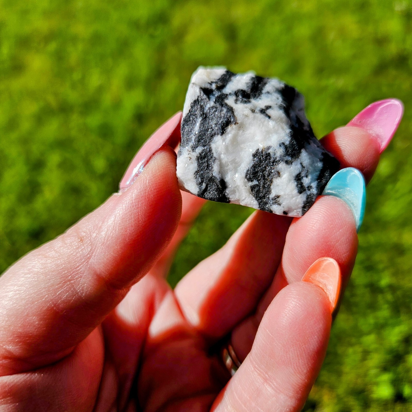 Zebra Calcite Layered Banded Stone Crystal Natural Raw Black And White ~1.5 In