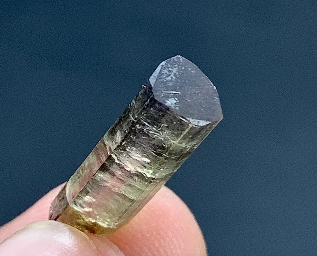 8Cts Beautiful Bi Color Tourmaline Crystals From Afghanistan. (19x5x5mm)