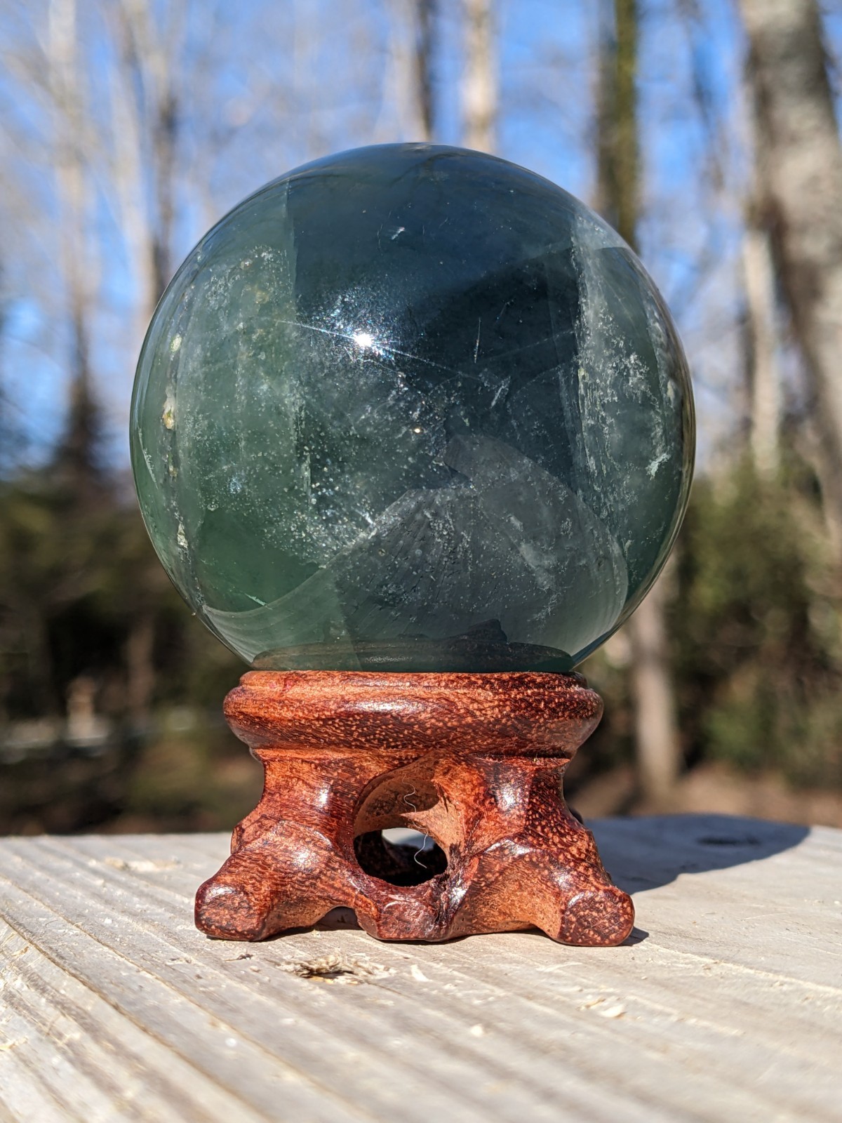 2.25″ Green And Blue Fluorite Sphere With Stand Free Shipping